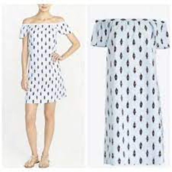 J. CREW ~ Off The Shoulder Ikat Print Dress - Picture 1 of 11